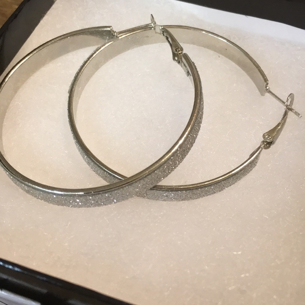 Circle hoops silver sparkling